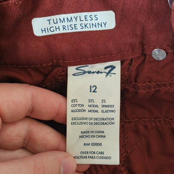 Seven7 Tummy Less High Rise Skinny Shorts Womens 12 Red Distressed Cutoff Casual - Picture 10 of 11